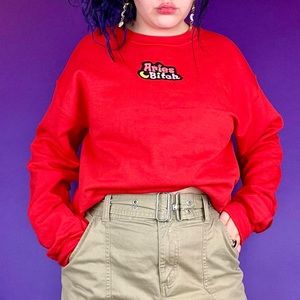 Aries B*tch embroidered crewneck